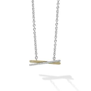 Lagos Silver 18k Gold Diamond X Necklace